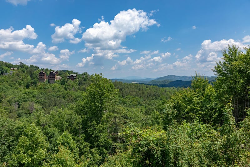 Smoky Mountains as seen from the deck at Gods Country, a 4 bedroom cabin rental located in Pigeon Forge