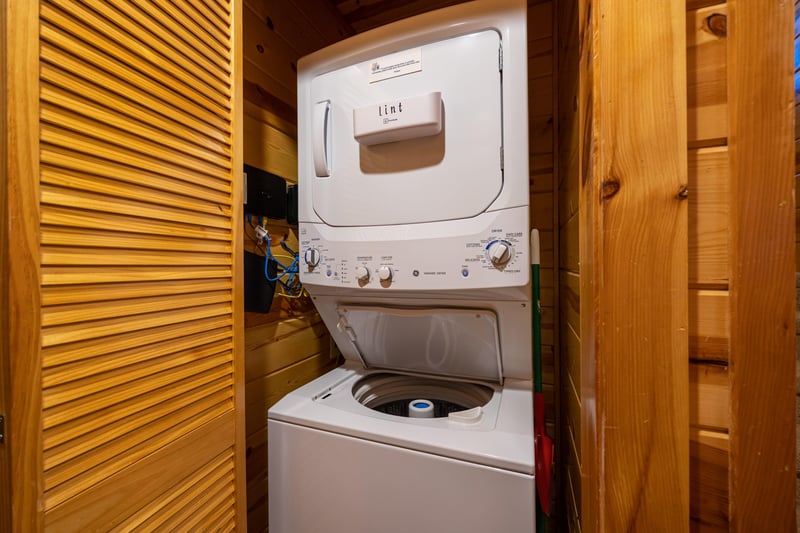 Washer and dryer at Gone To Therapy, a 2 bedroom cabin rental located in Gatlinburg