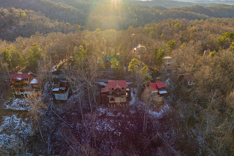 Aerial view at Gone To Therapy, a 2 bedroom cabin rental located in Gatlinburg