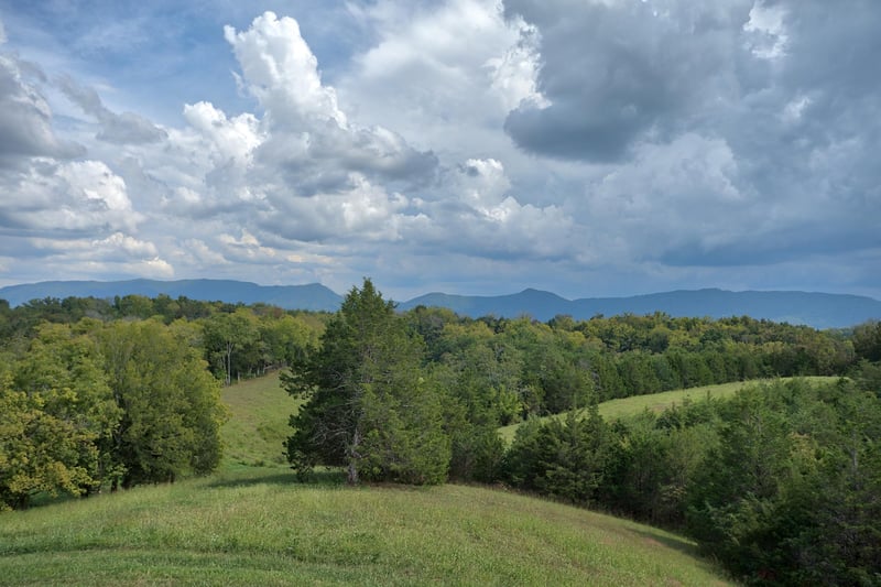 Mountain view from the deck at Cedar Creeks, a 2bedroom cabin rental located near Douglas Lake