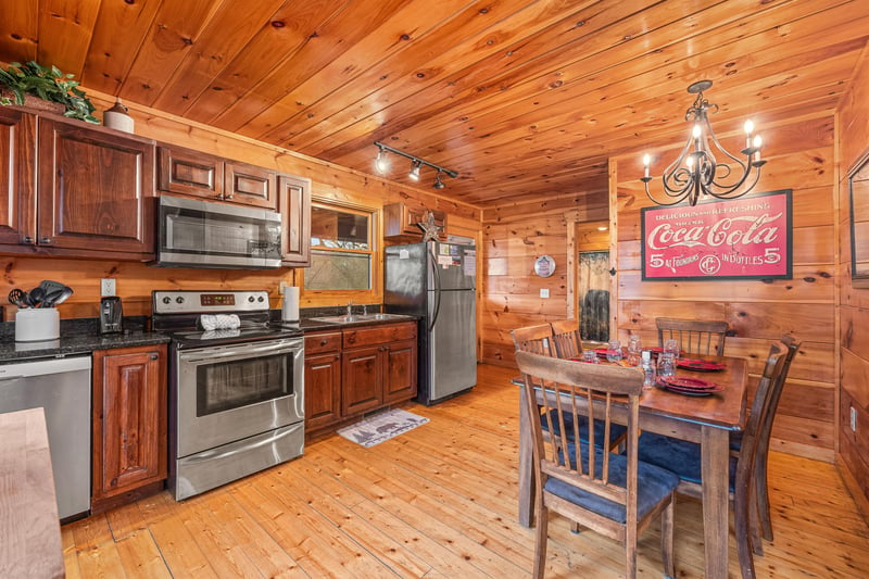 Kitchen with stainless appliances at Moonshine Memories, a 2 bedroom cabin rental located in Gatlinburg