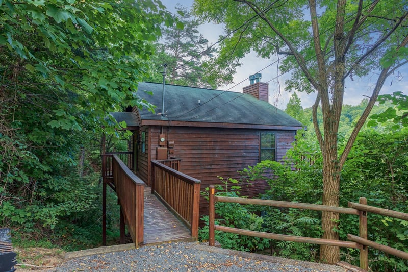 View of the cabin from parking A View for You, a 1 bedroom cabin rental located in Pigeon Forge