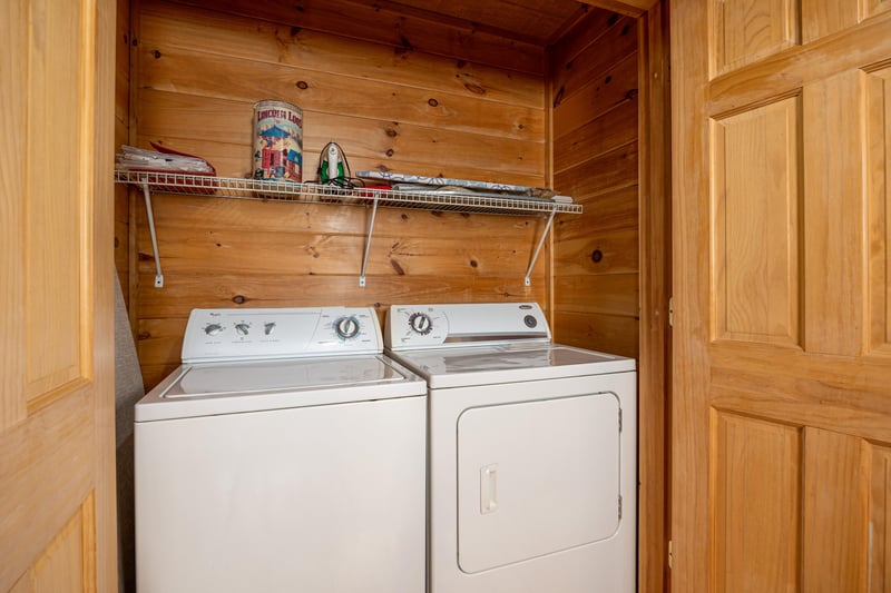 Washer and dryer at Lincoln Logs, a 2 bedroom cabin rental located in Gatlinburg