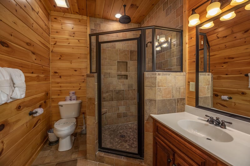 Bathroom with a shower at Gods Country, a 4 bedroom cabin rental located in Pigeon Forge