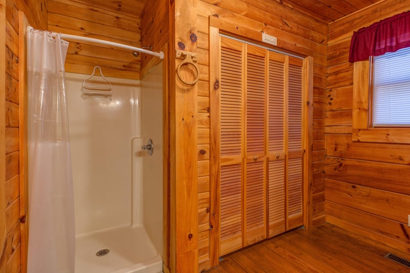 Bathroom with a shower at Hawks Nest, a 1 bedroom cabin rental located in Pigeon Forge