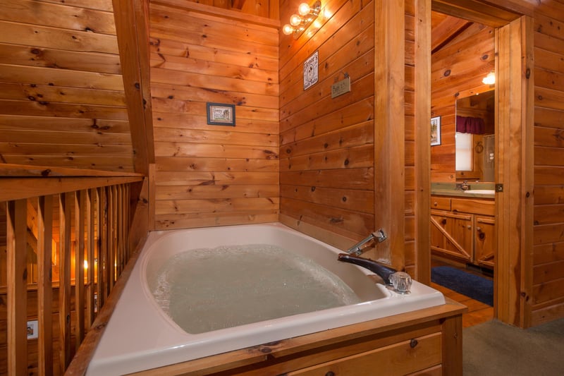 Jacuzzi at Hawks Nest, a 1 bedroom cabin rental located in Pigeon Forge