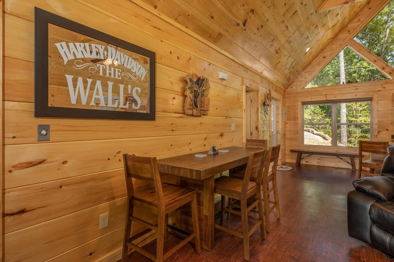 Dining table for four at Gar Bears Hideaway, a 3 bedroom cabin rental located in Pigeon Forge