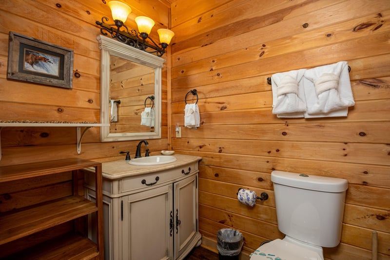 Bathroom at Eagles Nest, a 2 bedroom cabin rental located in Sevierville