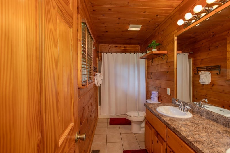 Bathroom at Cabin Fever, a 4bedroom cabin rental located in Pigeon Forge