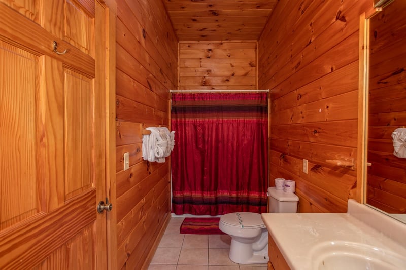 Bathroom at Cabin Fever, a 4bedroom cabin rental located in Pigeon Forge