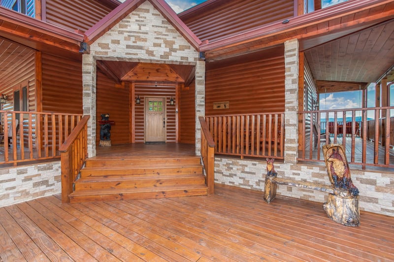 Entry porch at Four Seasons Palace, a 5bedroom cabin rental located in Pigeon Forge