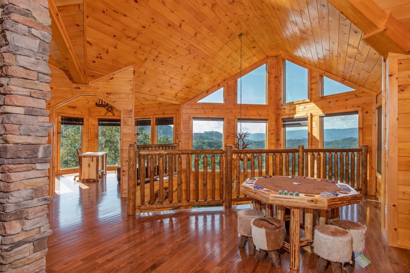 Game table in the loft at Four Seasons Palace, a 5bedroom cabin rental located in Pigeon Forge