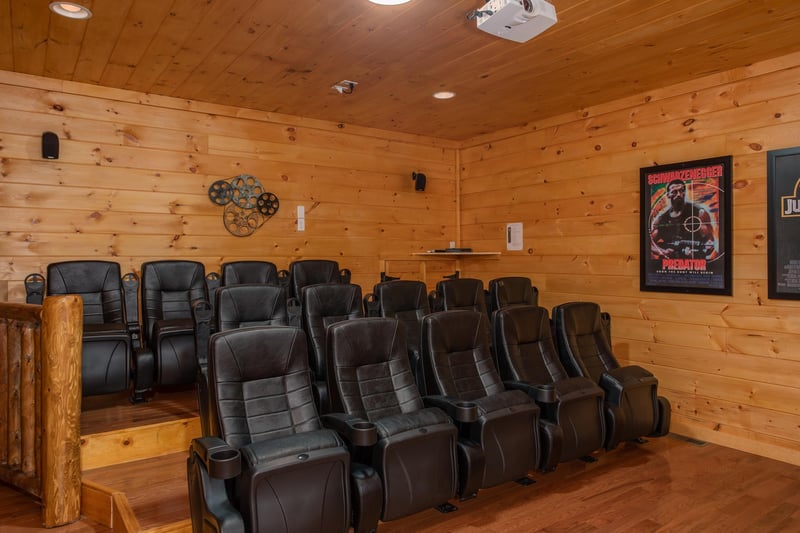 Theater style seating for 14 people at Four Seasons Palace, a 5bedroom cabin rental located in Pigeon Forge