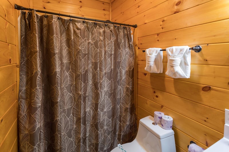 Bathroom with a tub and shower at Four Seasons Palace, a 5bedroom cabin rental located in Pigeon Forge