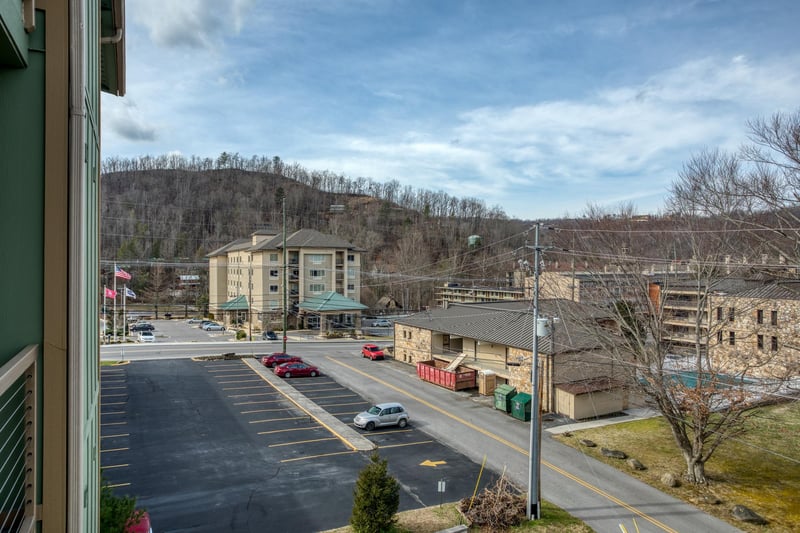 Balcony views at Heart of Gatlinburg, a 2 bedroom cabin rental located in Gatlinburg