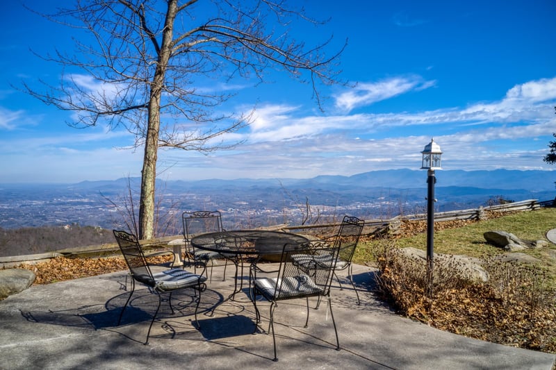 Patio dining for four at Best View Ever A 5 bedroom cabin rental in Pigeon Forge