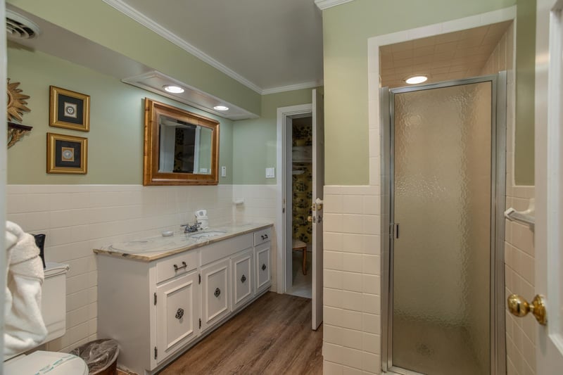 Bathroom with a shower stall at Best View Ever A 5 bedroom cabin rental in Pigeon Forge