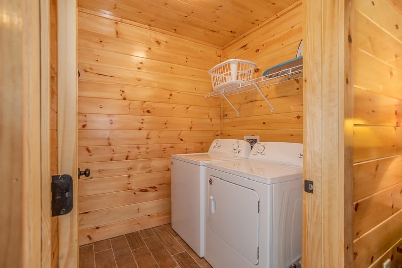 Laundry room at Happy Bears Hideaway, a 2 bedroom cabin rental located in Gatlinburg