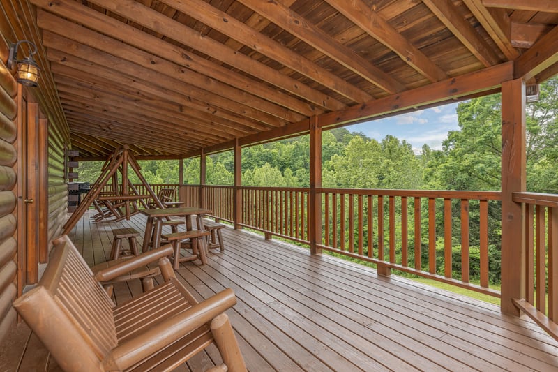 Covered Deck at Almost Bearadise, a 4 bedroom cabin rental located in Pigeon Forge