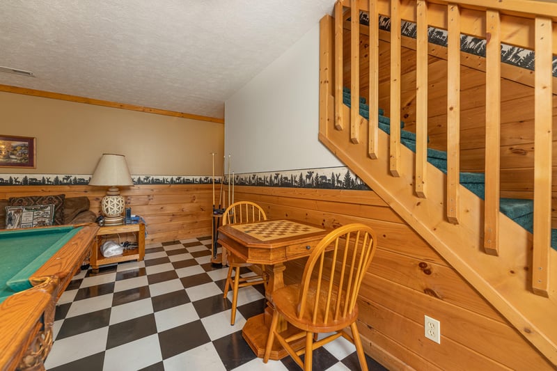 Checker table at Cubs Crossing, a 3 bedroom cabin rental located in Gatlinburg