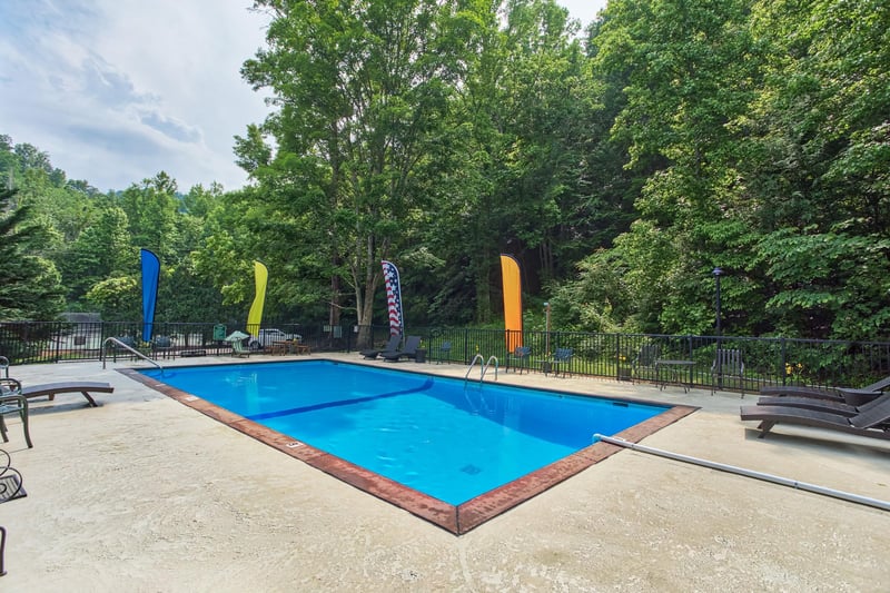 Pool for guests at Black Bears  Biscuits Lodge, a 6 bedroom cabin rental located in Pigeon Forge