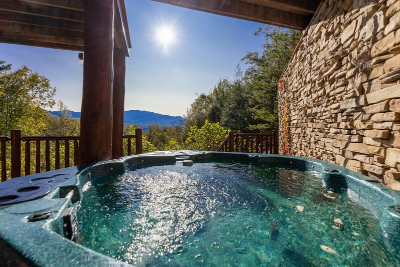 View from the hot tub at Grizzlys Den, a 5 bedroom cabin rental located in Gatlinburg