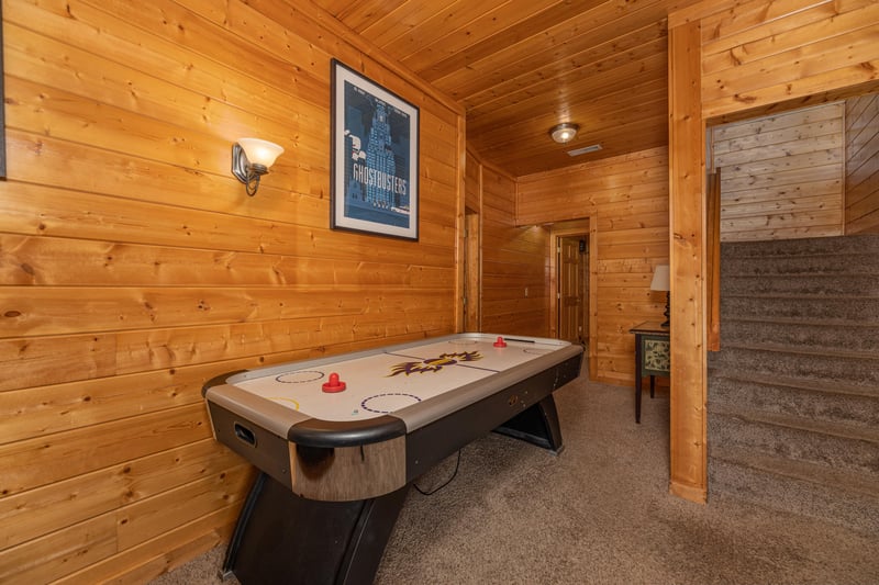 Air hockey table at Grizzlys Den, a 5 bedroom cabin rental located in Gatlinburg